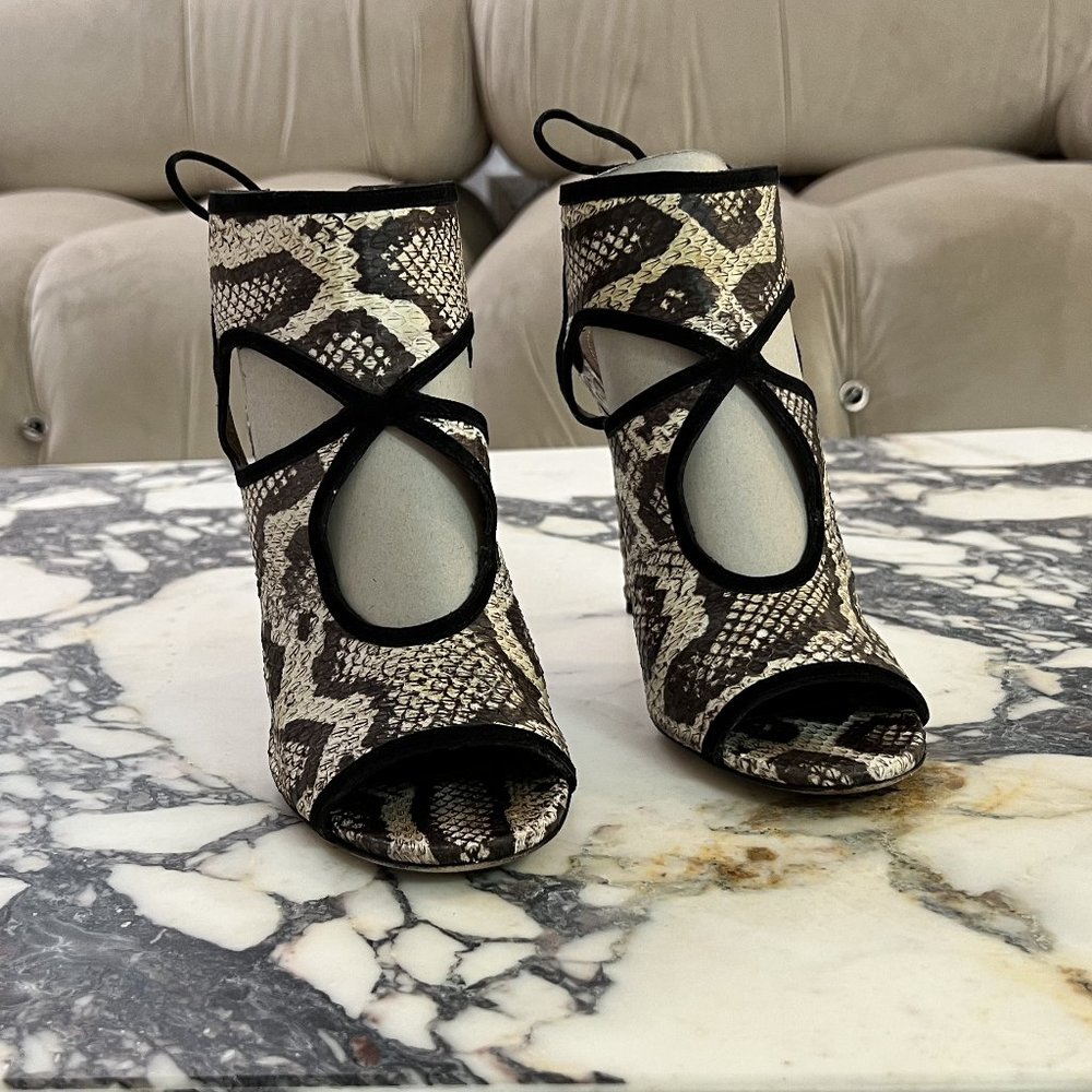 Aquazzura Sexy Thing Cutout Snakeskin Sandals 38 - Picture 4 of 9